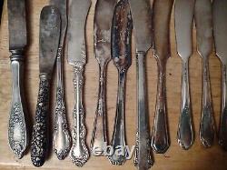 Lot of 47 Assorted Vintage Silverplate Master Butter Knives Knifes Craft