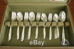 MAGIC ROSE 1847 Rogers silverplate 57pc COMPLETE SET for 8 in original chest