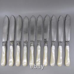 MAPPIN BROS 19c MOTHER OF PEARL & SILVERPLATE Fish Set Service for 10 20pcs