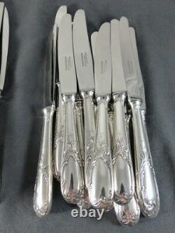 MARLY 60 pieces SET 12 people Table Dessert French Silverplated 24 knives MINT