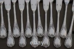 MARLY CHRISTOFLE FISH set 24 knives & forks Silver plated FRANCE Louis XV