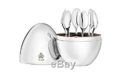 MOOD by Christofle France Set of 6 Silverplate Espresso spoons in Egg chest New