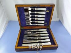 MOTHER OF PEARL HANDLE LUNCHEON or DESSERT SET 6 PLACES 12 pcs by RM ENGLAND