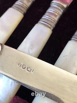 MOTHER OF PEARL KNIVes/ Fork Set BY HENRY ROGERS, SONS & CO SHEFFIELD