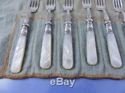 MOTHER OF PEARL LUNCHEON or DESSERT FORK SET OF 12 BY unbranded