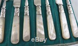 MOTHER OF PEARL & PLATE SALAD OR DESSERT SET 6 PLACES BY unknown MAKER
