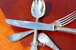Magnificent Christofle Marly Silver Plated Flatware 48 Pcs in 12 Settings