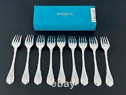 Marly by Christofle France Silverplate Set of 9 flatware Cake Forks NEW