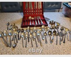 Mismatched Silver Plated And STERLING Flatware Set (71)