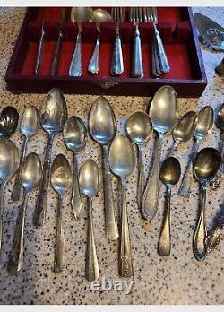 Mismatched Silver Plated And STERLING Flatware Set (71)