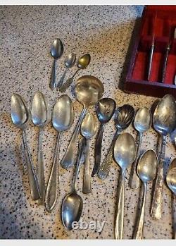 Mismatched Silver Plated And STERLING Flatware Set (71)