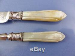 Mother Of Pearl Carved Handle Salad Or Dessert Cased Set 12 Places By Jss Eng