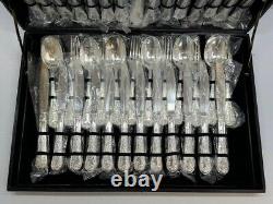 NEW 51 Pcs Enchanted Rose Heavy Silverplate Flatware With Case