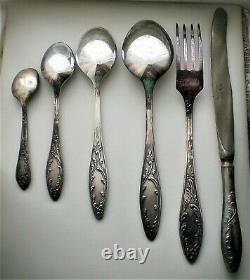 NEW Russian Russia Silver Plated Melchior Silverware Flatware Set of 36 Pieces