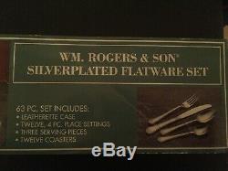 NEW Wm Rogers Silverplated Flatware Set 63pc NEW SEALED in case 12 place setting