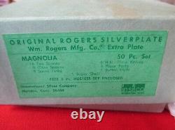 NIB (50) Pc Rogers IS Silverplate Flatware Set, Service 8, 1951 Magnolia #12