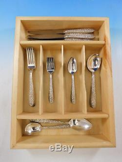 Narcissus by National Silver plated Flatware Set Service 33 pieces Repoussed Dn