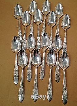 National Silver Flatware Set in Chest Service for 8 With 9 Serving Pcs ROSE & LEAF