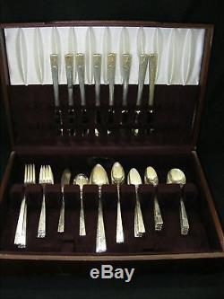 Nobility Oneida Caprice Silverplate Flatware 61pc Set with Chest / Box 1900-1940