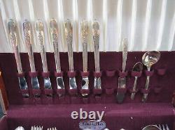 Nobility Plate Royal Rose 51 pc Service for 7 Silver Plated Flatware Grille Set