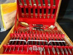 OLD Thailand SIAM BRONZE FORGED SILVERWARE FLATWARE SET 30 pc Jhangimal withpapers
