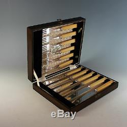 Old Sheffield Silverplate Fish Set for 6 with Wood Box Silver Plate