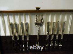 Oneida 1955 Prestige Gay Adventure Silver Plate Flatware 67 Pc with Wood Chest