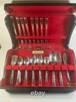 Oneida Community MORNING STAR Silverplate Flatware Set 53 Pc Grille withbox