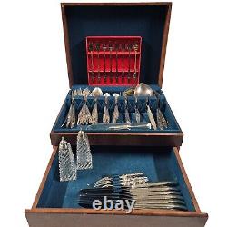 Oneida Community Morning Rose Flatware Set 66 pcs Plus Case