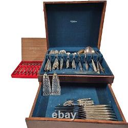 Oneida Community Morning Rose Flatware Set 66 pcs Plus Case