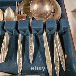 Oneida Community Morning Rose Flatware Set 66 pcs Plus Case