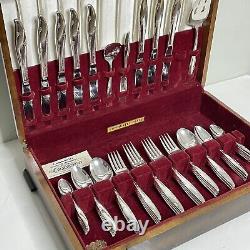 Oneida Community Silver Flowers 8 Place Setting 57 pieces with Community Chest