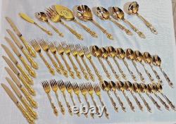 Oneida Flatware Complete Service for 8 with8 Serving Pieces Golden Baroque Rose Oneida Flatware Complete Service for 8 with8 Serving Pieces Golden Baroque Rose