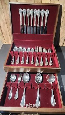 Oneida King James 1881 Rogers 58 Piece Set Service For 8 Flatware Silverplate