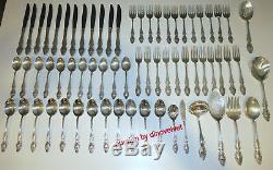 Oneida Rogers 1881 Baroque Rose 67 Piece Silverplate Flatware Set With Box