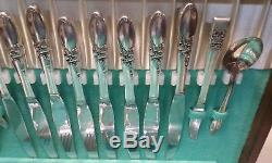 Oneida WHITE ORCHID 1953 Silverplate Flatware Set Service for 8 plus With Case