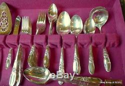 Oneida White Orchid Silverplate Dinner Set and Chest Community Flatware 66 piece