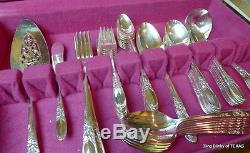 Oneida White Orchid Silverplate Dinner Set and Chest Community Flatware 66 piece
