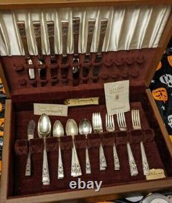 Onieda Community Coronation 42Pc Silverplate flatware set lot vtg antique case