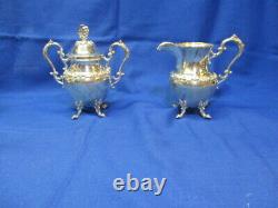 Ornate Silver Plate Tea & Coffee set, Large Tray, Creamer/Sugar/Waste