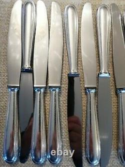 PERLES SET Christofle Silver-plate Knives Table Diner Forks Spoons Ladle + BOX