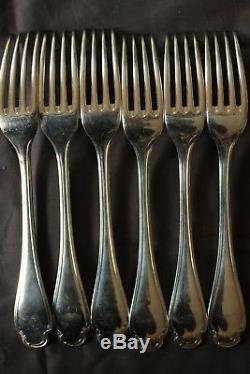 POMPADOUR CHRISTOFLE set SILVERPLATE DINNER Forks Spoons Knives