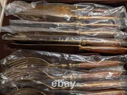 PRISTINE Lord Nelson Furst Besteck 37-piece Bronze and Mahogany Flatware