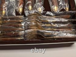PRISTINE Lord Nelson Furst Besteck 37-piece Bronze and Mahogany Flatware