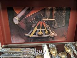 PRISTINE Lord Nelson Furst Besteck 37-piece Bronze and Mahogany Flatware