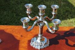 Prodigious Christofle Sterling Silver 5-Lights Candelabras Set of TWO