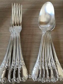 RARE 1935 Christofle Marly Silver Plated 64 piece cutlery set ladle fish carving