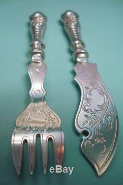 RARE Complete WMF German Art Nouveau Engraved Silver Pl Fish knife fork box set