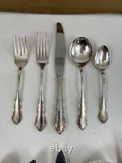 REED & BARTON DRESDEN ROSE SILVERPLATED FLATWARE 49 PIECES SERVICE FOR 8 /rw