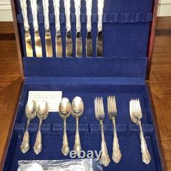 REED BARTON DRESDEN ROSE SILVERPLATE SET FLATWARE W Anti Tarnish Chest BOX 39